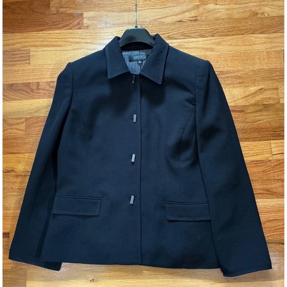 Kasper Black Blazer Women's Size 16 Stylish Career Party Dinner - Picture 4 of 16